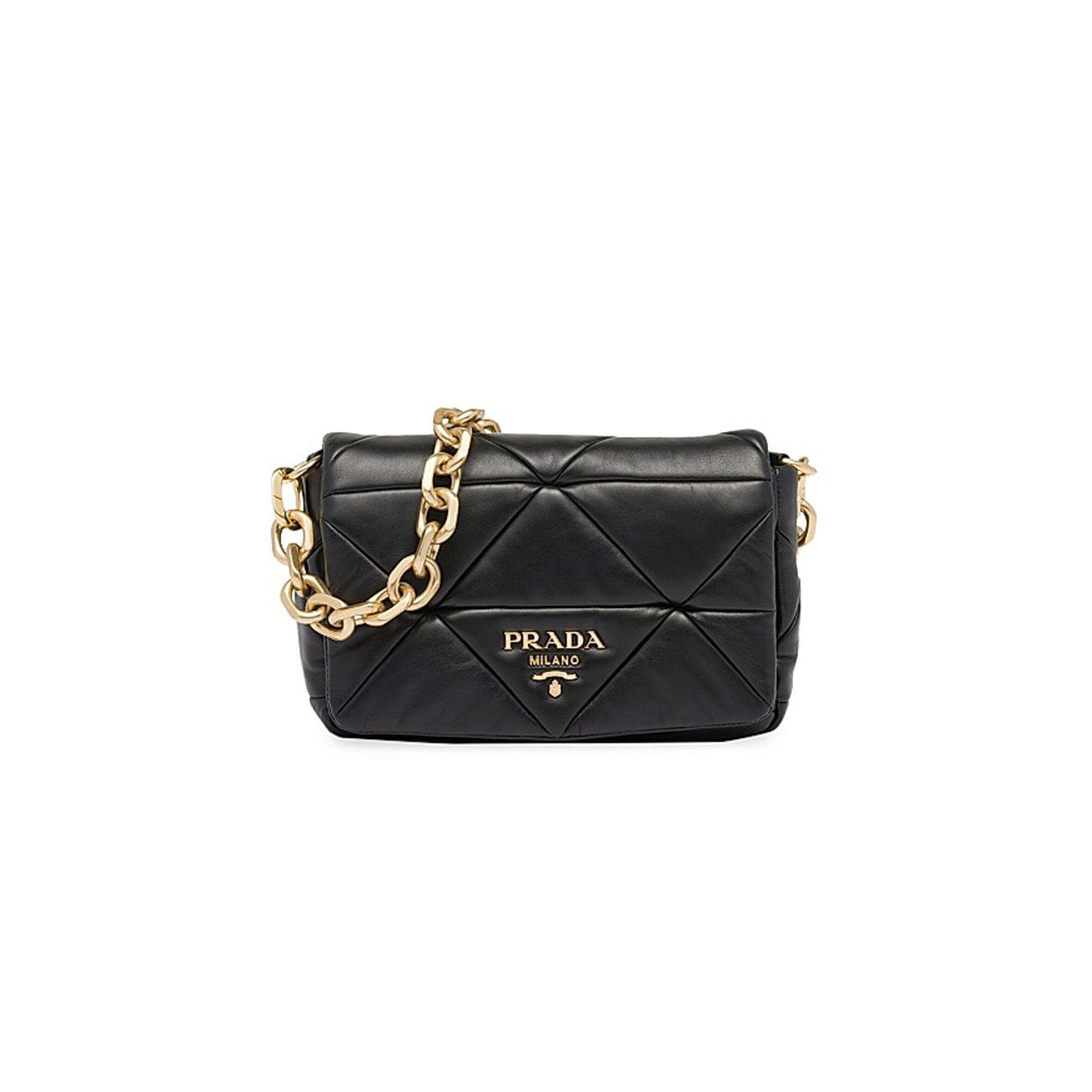 Pra*a system patchwork mini shoulder bag black 1bd292 (21*16*7cm)